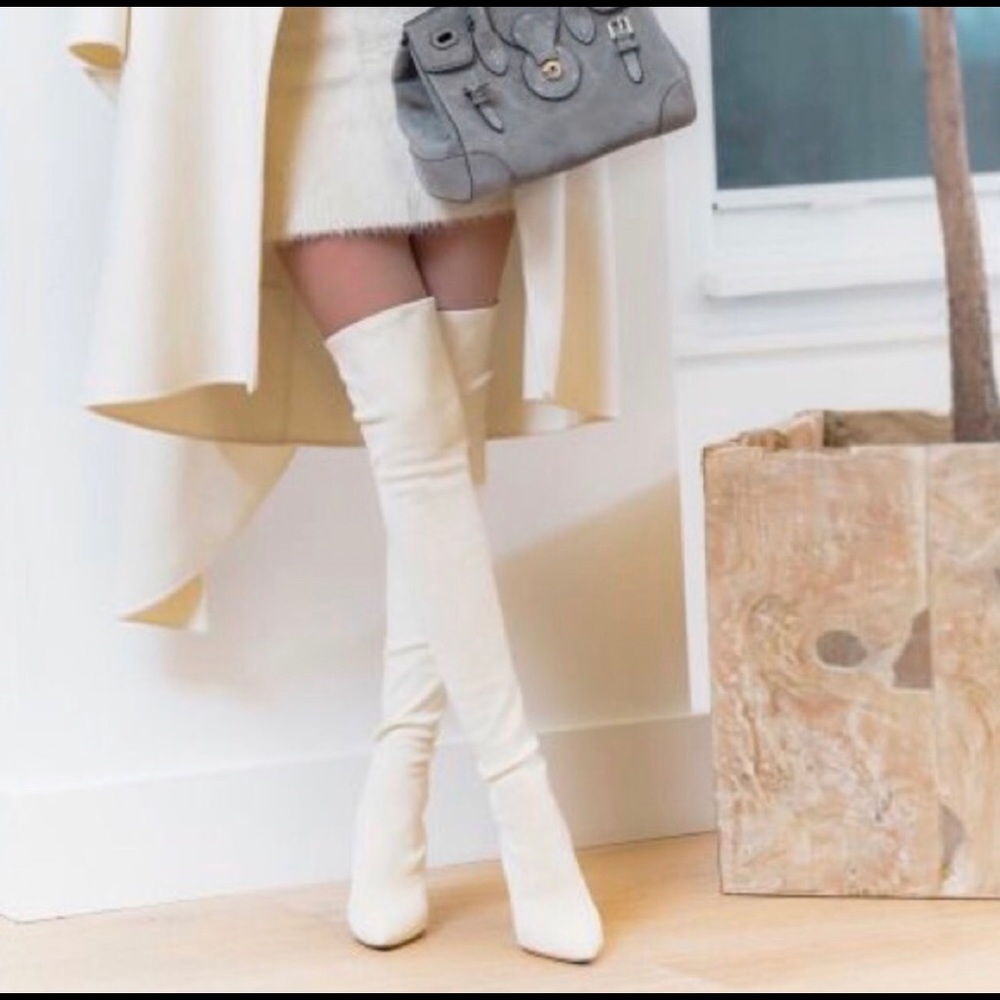 Pink Blush Kitten Heel Over the Knee Boots- size 8